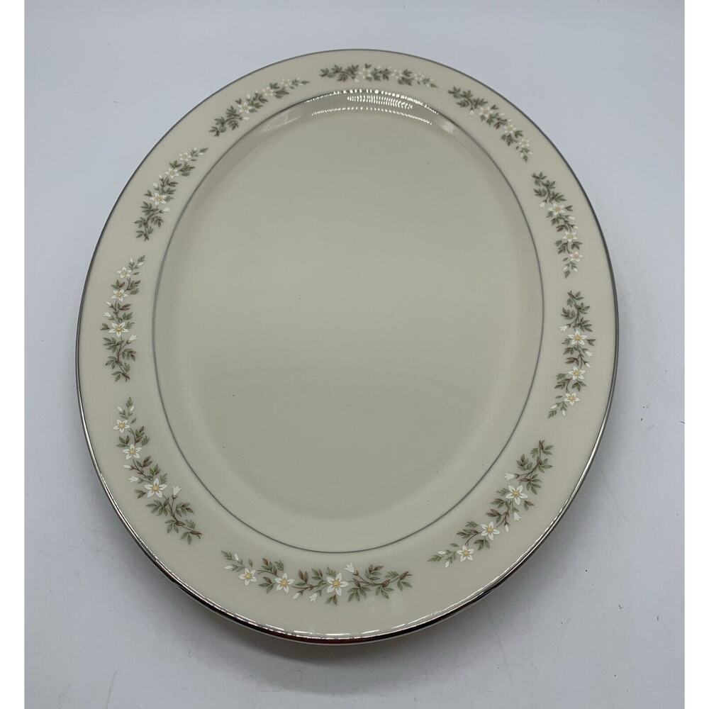 Vtg Lenox Brookdale 13 5/8” Oval Serving Platter Platinum Trim Retired - Picture 4 of 6
